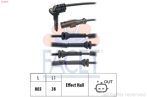 Sensor, wheel speed - 21.0219 FACET