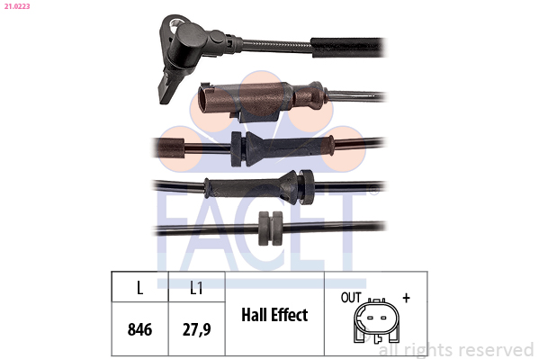 Sensor, wheel speed - 21.0223 FACET