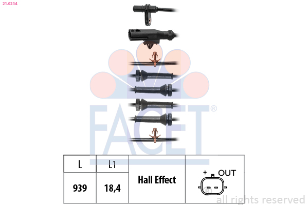 Sensor, wheel speed - 21.0234 FACET