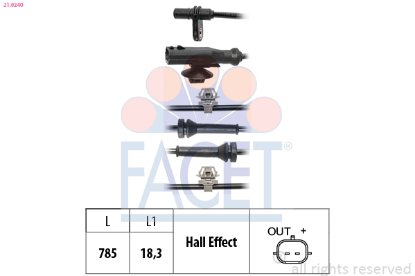 Sensor, wheel speed - 21.0240 FACET