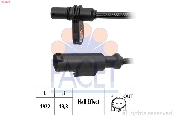 Sensor, wheel speed - 21.0242 FACET