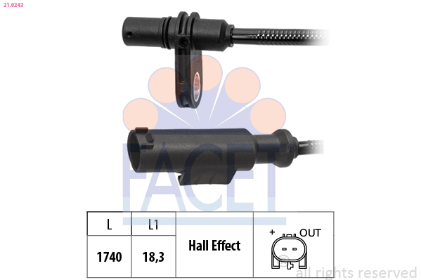 Sensor, wheel speed - 21.0243 FACET