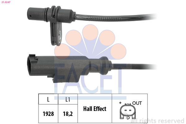 Sensor, wheel speed - 21.0247 FACET