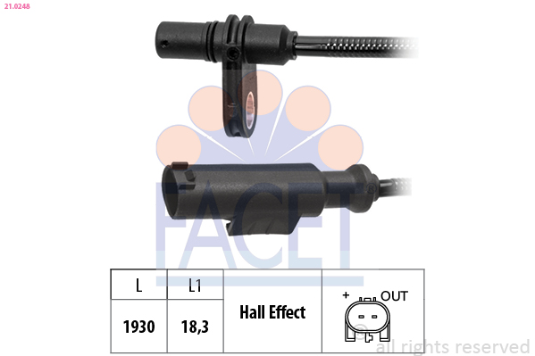 Sensor, wheel speed - 21.0248 FACET
