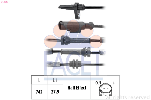 Sensor, wheel speed - 21.0253 FACET