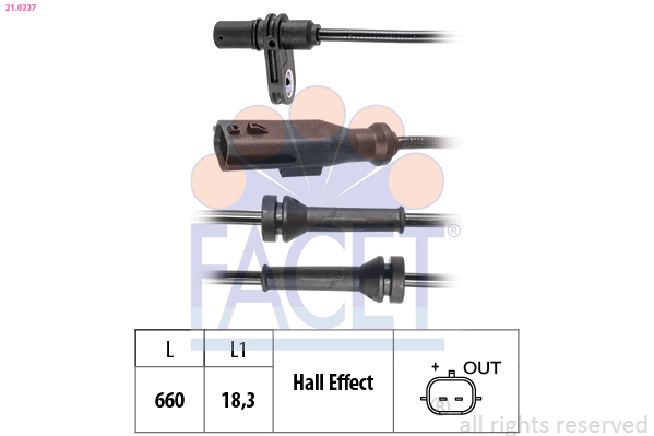 Sensor, wheel speed - 21.0337 FACET