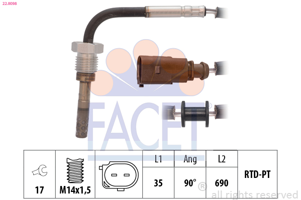 Sensor, exhaust gas temperature - 22.0098 FACET