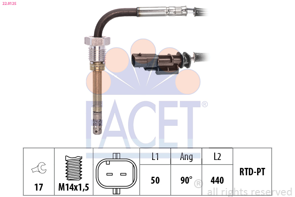 Sensore, Temperatura gas scarico - 22.0125 FACET