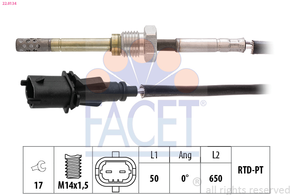 Sensore, Temperatura gas scarico - 22.0134 FACET