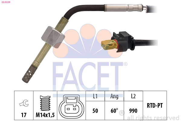 Sensor, exhaust gas temperature - 22.0229 FACET