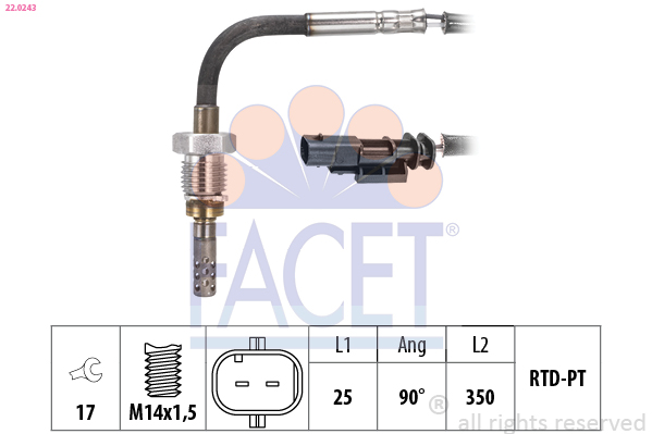 Sensore, Temperatura gas scarico - 22.0243 FACET