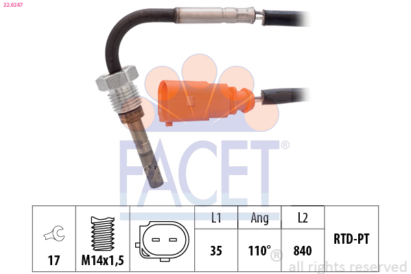 Sensor, exhaust gas temperature - 22.0247 FACET