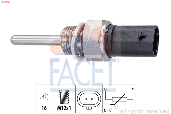 Sensore, Temperatura gas scarico - 22.0258 FACET