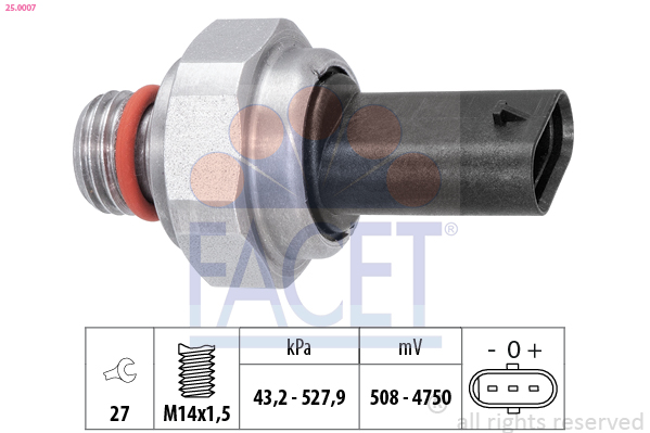 Sensor, exhaust pressure - 25.0007 FACET