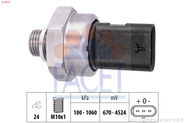 Sensore, Pressione olio - 25.0015 FACET