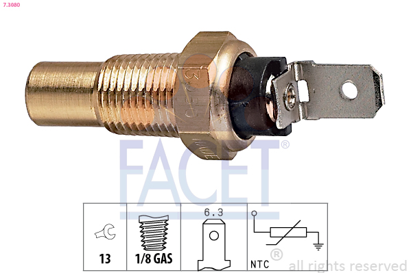 Sensor, coolant temperature - 7.3080 FACET