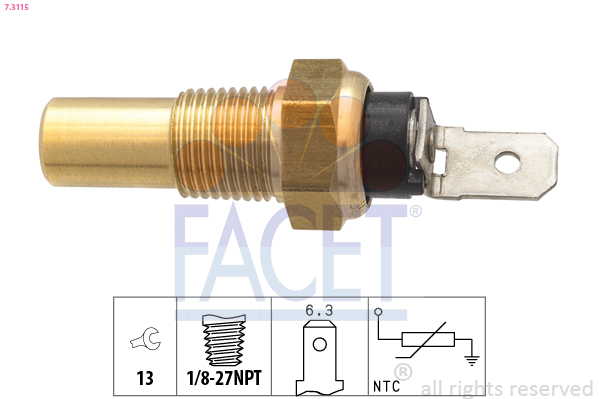 Sensor, coolant temperature - 7.3115 FACET