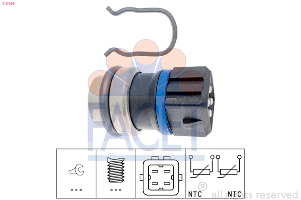 Sensor, coolant temperature - 7.3146 FACET