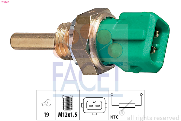 Sensor, coolant temperature - 7.3147 FACET