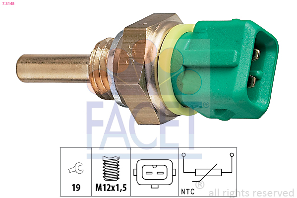 Sensor, coolant temperature - 7.3148 FACET