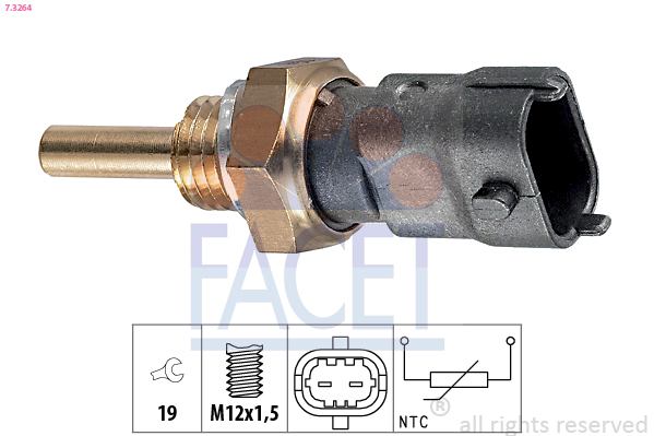 Sensor, coolant temperature - 7.3264 FACET