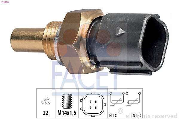 Sensore, Temperatura refrigerante - 7.3316 FACET