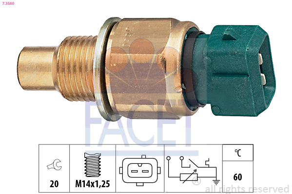 Sensor, coolant temperature - 7.3560 FACET