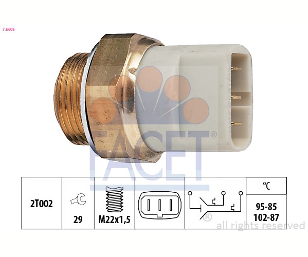 Temperature Switch, radiator fan - 7.5605 FACET