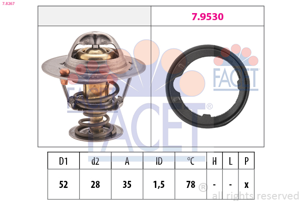 Thermostat, coolant - 7.8267 FACET