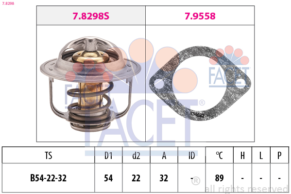 Thermostat, coolant - 7.8298 FACET
