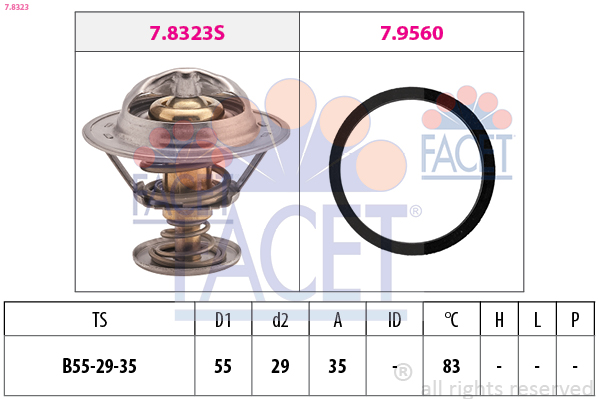 Thermostat, coolant - 7.8323 FACET