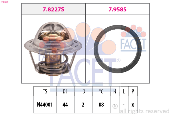 Thermostat, coolant - 7.8366 FACET