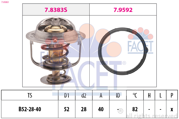 termostatas, aušinimo skystis - 7.8383 FACET