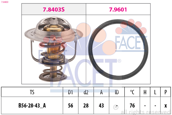 Thermostat, coolant - 7.8403 FACET