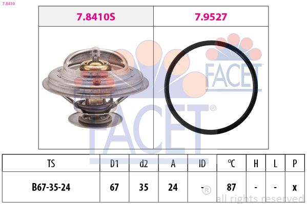 Thermostat, coolant - 7.8410 FACET