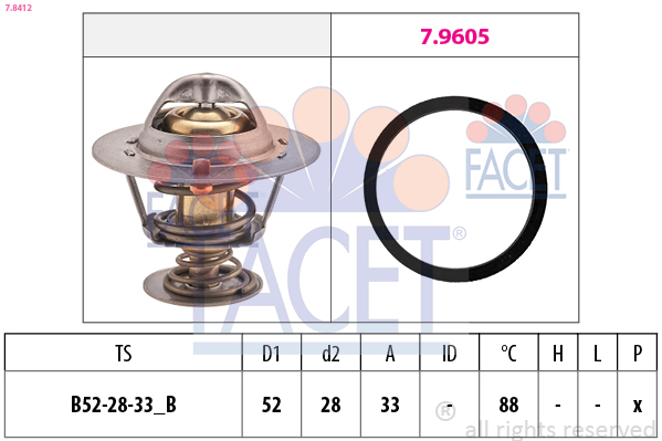 Термостат, охлаждающая жидкость - 7.8412 FACET
