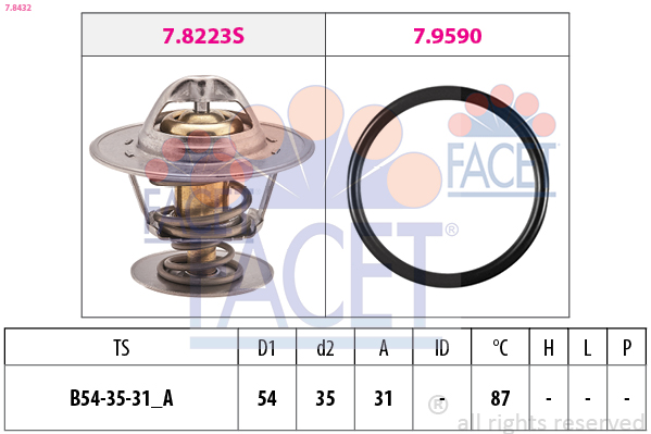 Thermostat, coolant - 7.8432 FACET