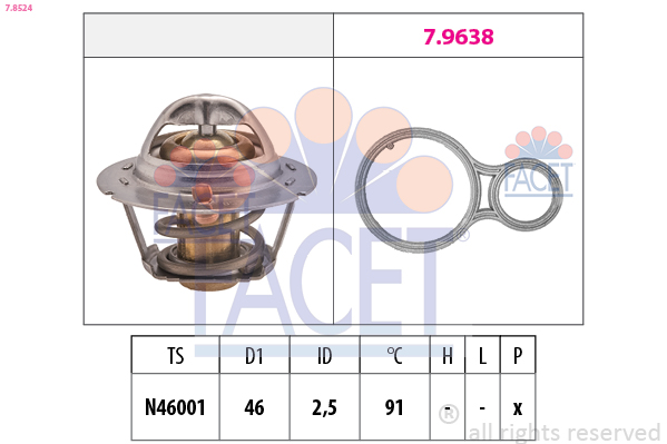 Thermostat, coolant - 7.8524 FACET