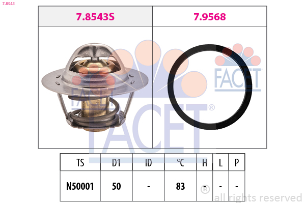 Thermostat, coolant - 7.8543 FACET