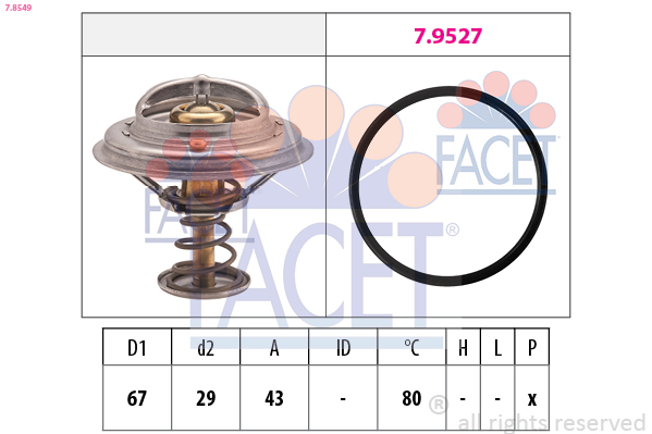 Thermostat, coolant - 7.8549 FACET