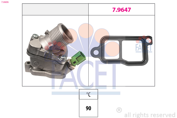 Thermostat, coolant - 7.8606 FACET