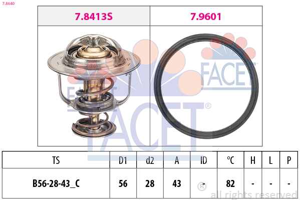 Thermostat, coolant - 7.8640 FACET