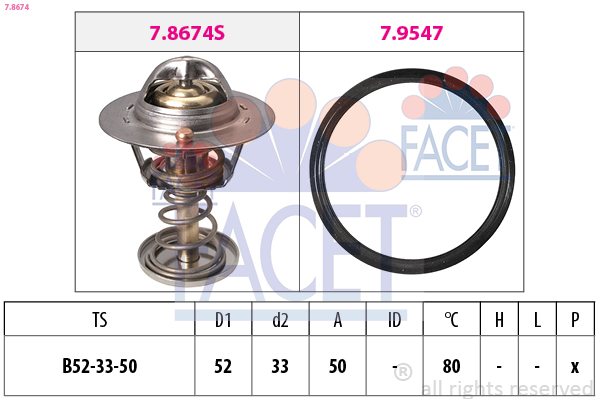 Thermostat, coolant - 7.8674 FACET