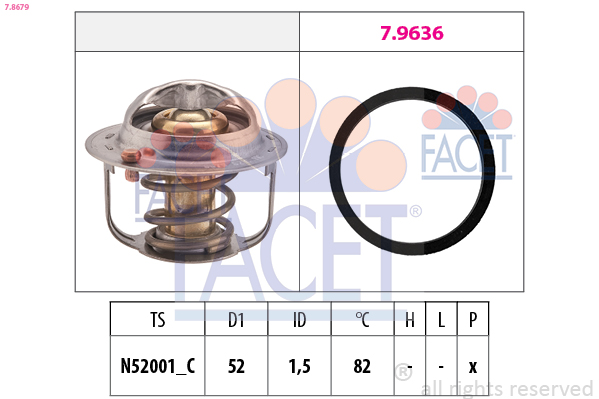 Thermostat, coolant - 7.8679 FACET