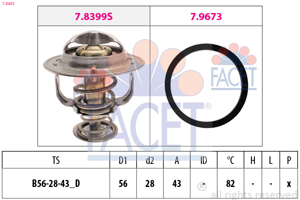 Thermostat, coolant - 7.8683 FACET