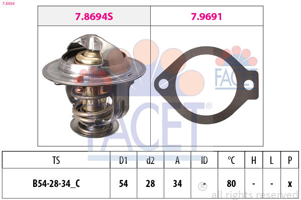 Thermostat, coolant - 7.8694 FACET