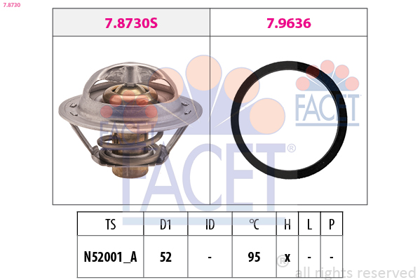 Thermostat, coolant - 7.8730 FACET