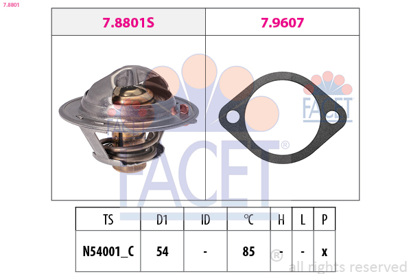 Thermostat, coolant - 7.8801 FACET
