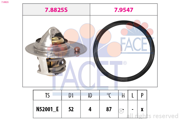 Thermostat, coolant - 7.8825 FACET