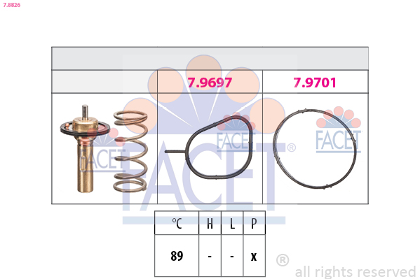 Thermostat, coolant - 7.8826 FACET